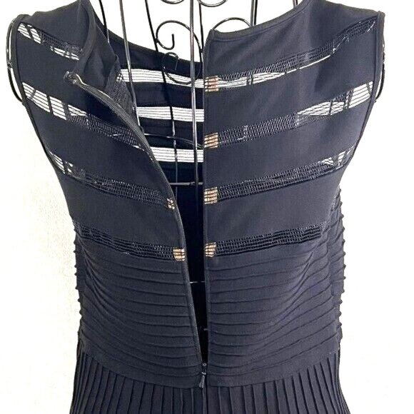 TADASHI SHOJI Dress Mesh Stripe Illusion Womens M Dark Romantic City Wit… - Picture 11 of 14